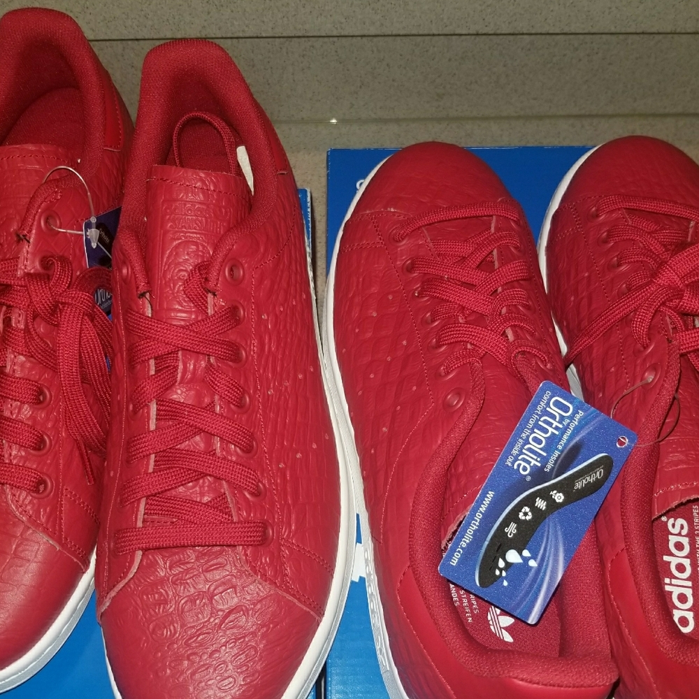 Adidas Stan Smith Red Croc Snakeskin Tennis AQ2729